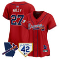 Women's Atlanta Braves 2024 Robinson & Georgia Patch Vapor Premier Limited Jersey - All Stitched - Red, Austin Riley