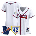 Women's Atlanta Braves 2024 Robinson & Georgia Patch Vapor Premier Limited Jersey - All Stitched - White, Team