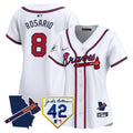 Women's Atlanta Braves 2024 Robinson & Georgia Patch Vapor Premier Limited Jersey - All Stitched - White, Eddie Rosario