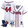 Women's Atlanta Braves 2024 Robinson & Georgia Patch Vapor Premier Limited Jersey - All Stitched - White, Hank Aaron