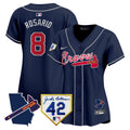 Women's Atlanta Braves 2024 Robinson & Georgia Patch Vapor Premier Limited Jersey - All Stitched - Navy, Eddie Rosario