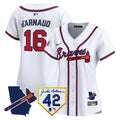 Women's Atlanta Braves 2024 Robinson & Georgia Patch Vapor Premier Limited Jersey - All Stitched - White, Travis D'Arnaud