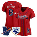 Women's Atlanta Braves 2024 Robinson & Georgia Patch Vapor Premier Limited Jersey - All Stitched - Red, Eddie Rosario