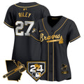 Women's Atlanta Braves 2024 Spring Training & Georgia Patch Vapor Premier Limited Jersey - All Stitched - Black Gold, Austin Riley