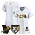 Women's Atlanta Braves 2024 Spring Training & Georgia Patch Vapor Premier Limited Jersey - All Stitched - White Gold, Team