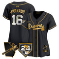 Women's Atlanta Braves 2024 Spring Training & Georgia Patch Vapor Premier Limited Jersey - All Stitched - Black Gold, Travis D'Arnaud