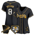 Women's Atlanta Braves 2024 Spring Training & Georgia Patch Vapor Premier Limited Jersey - All Stitched - Black Gold, Eddie Rosario