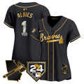 Women's Atlanta Braves 2024 Spring Training & Georgia Patch Vapor Premier Limited Jersey - All Stitched - Black Gold, Ozzie Albies