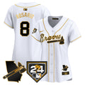 Women's Atlanta Braves 2024 Spring Training & Georgia Patch Vapor Premier Limited Jersey - All Stitched - White Gold, Eddie Rosario