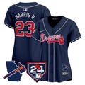 Women's Atlanta Braves 2024 Spring Training & Georgia Patch Vapor Premier Limited Jersey - All Stitched - Navy, Michael Harris II