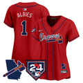 Women's Atlanta Braves 2024 Spring Training & Georgia Patch Vapor Premier Limited Jersey - All Stitched - Red, Ozzie Albies