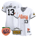 Women's Atlanta Braves Atliens & Peach Vapor Premier Limited Jersey - All Stitched - White, Ronald Acuna Jr.