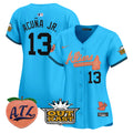 Women's Atlanta Braves Atliens & Peach Vapor Premier Limited Jersey - All Stitched - Light Blue, Ronald Acuna Jr.