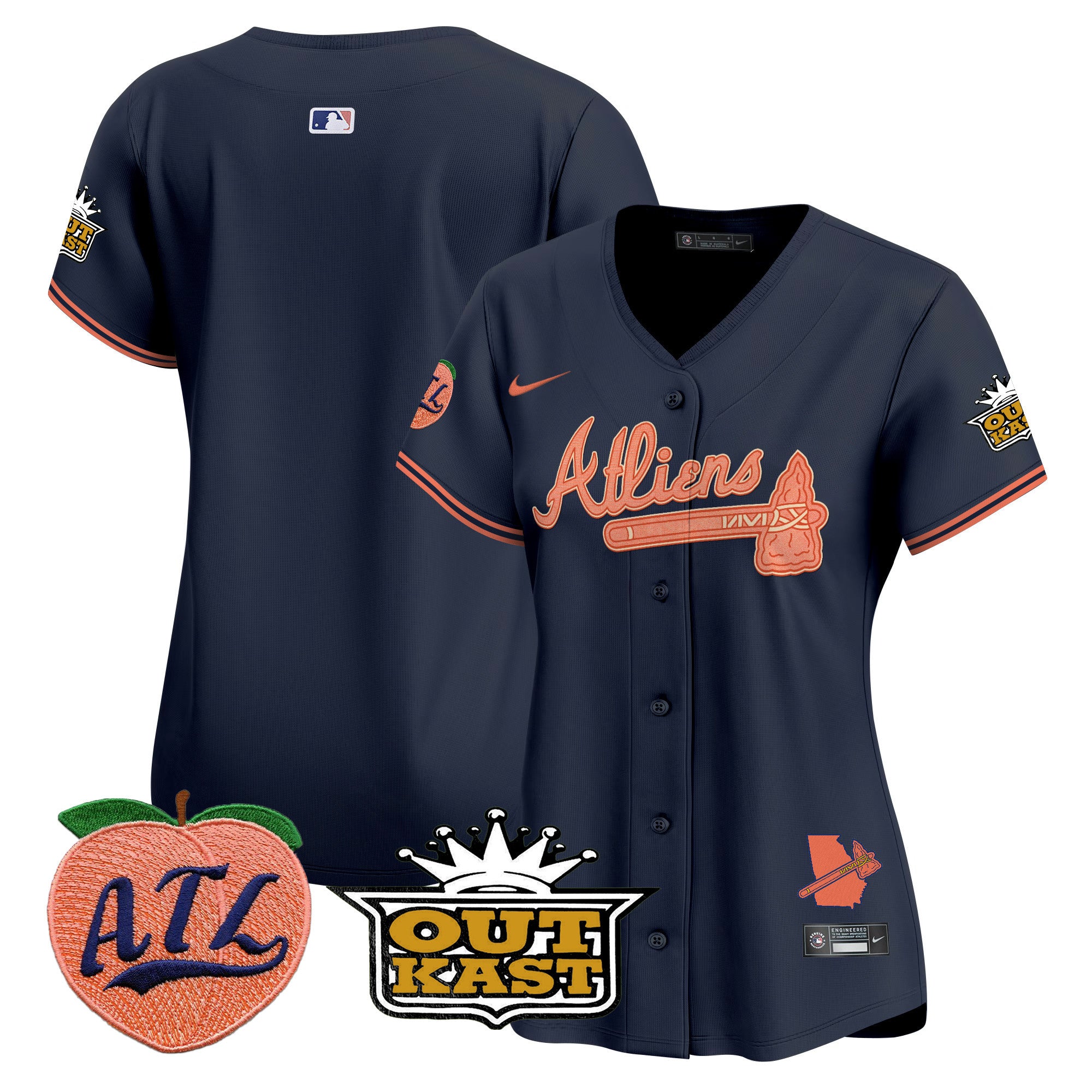 Women's Atlanta Braves Atliens & Peach Vapor Premier Limited Jersey - All Stitched - Atliens, Team