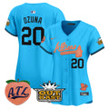 Women's Atlanta Braves Atliens & Peach Vapor Premier Limited Jersey - All Stitched - Light Blue, Marcell Ozuna