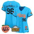 Women's Atlanta Braves Atliens & Peach Vapor Premier Limited Jersey - All Stitched - Light Blue, Outkast