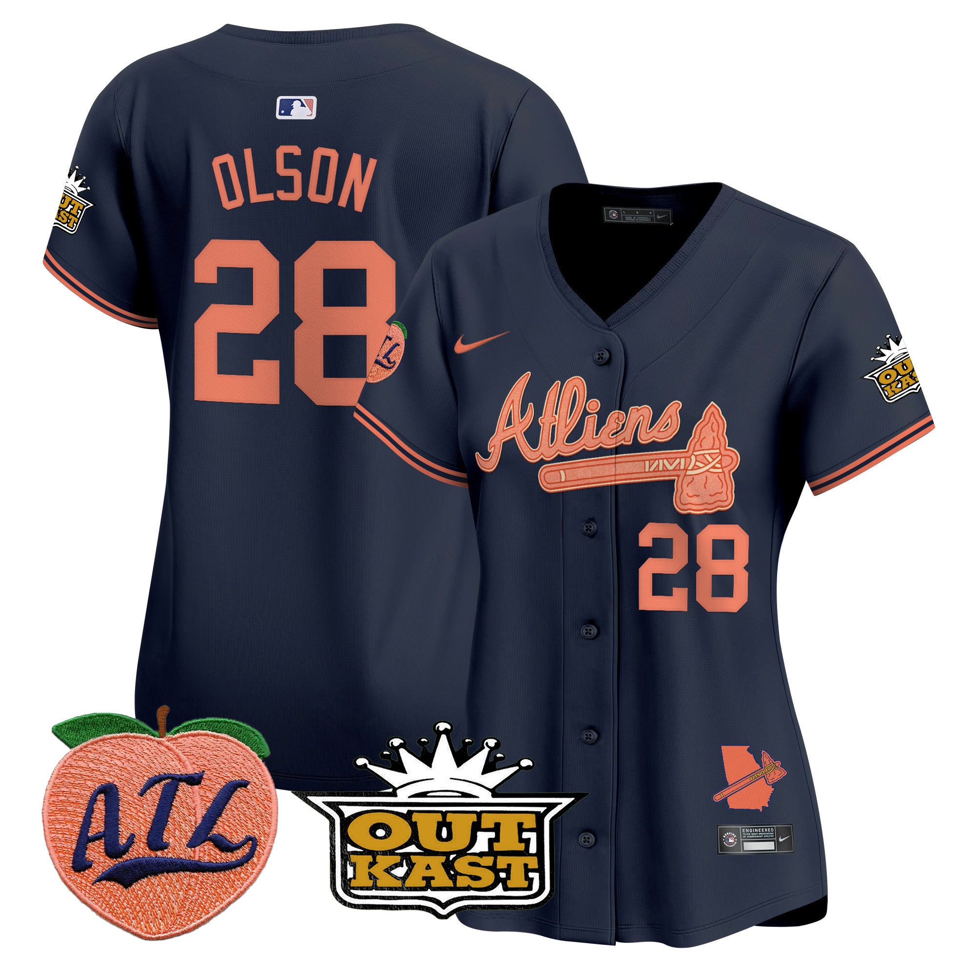 Women's Atlanta Braves Atliens & Peach Vapor Premier Limited Jersey - All Stitched - Atliens, Matt Olson