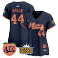 Women's Atlanta Braves Atliens & Peach Vapor Premier Limited Jersey - All Stitched - Atliens, Hank Aaron