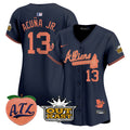 Women's Atlanta Braves Atliens & Peach Vapor Premier Limited Jersey - All Stitched - Atliens, Ronald Acuna Jr.