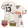 Women's Atlanta Braves Atliens & Peach Vapor Premier Limited Jersey - All Stitched - Cream, Ronald Acuna Jr.