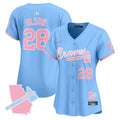 Women's Atlanta Braves Bubblegum Pink Vapor Premier Limited Jersey - All Stitched - Light Blue, Matt Olson