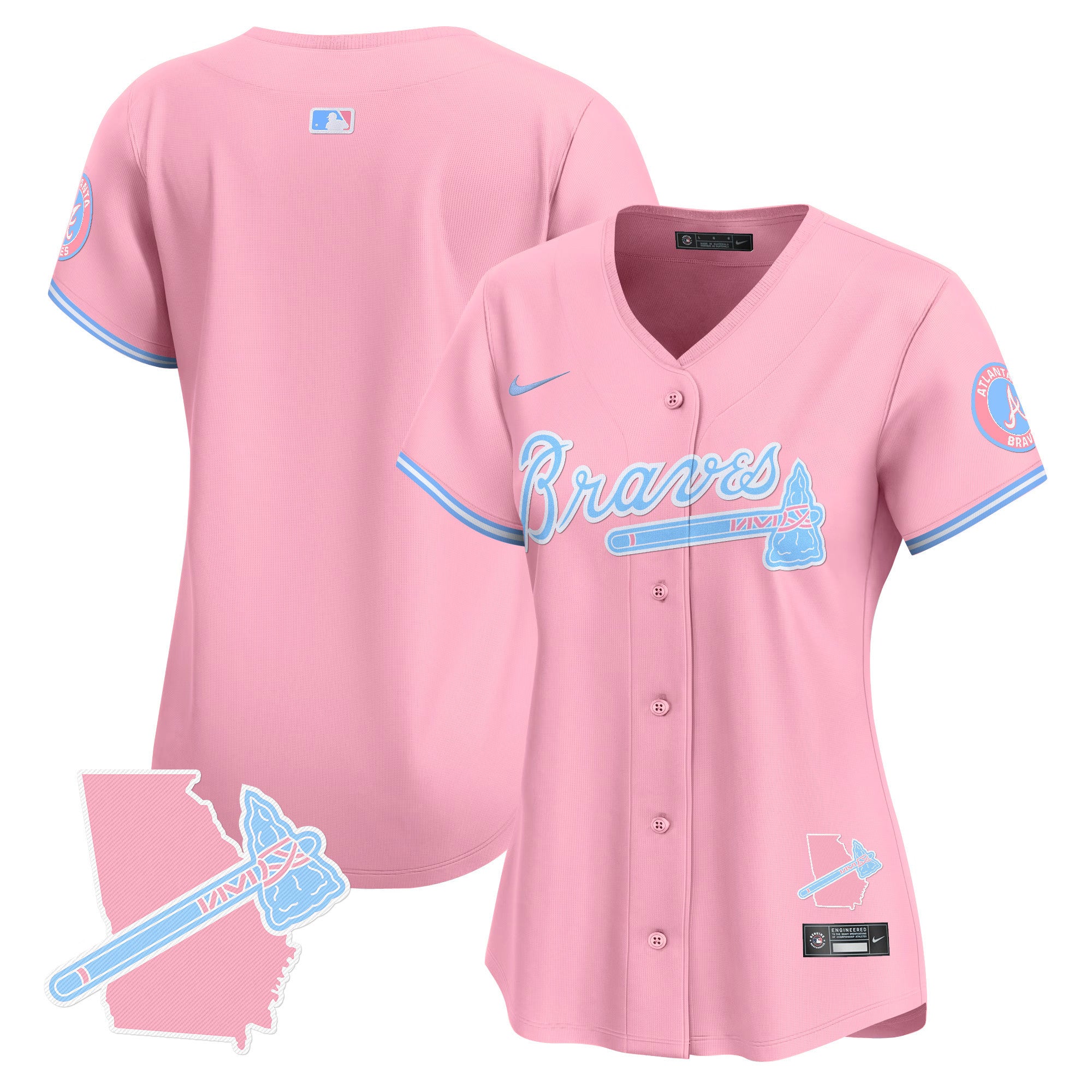 Women's Atlanta Braves Bubblegum Pink Vapor Premier Limited Jersey - All Stitched - Pink, Team