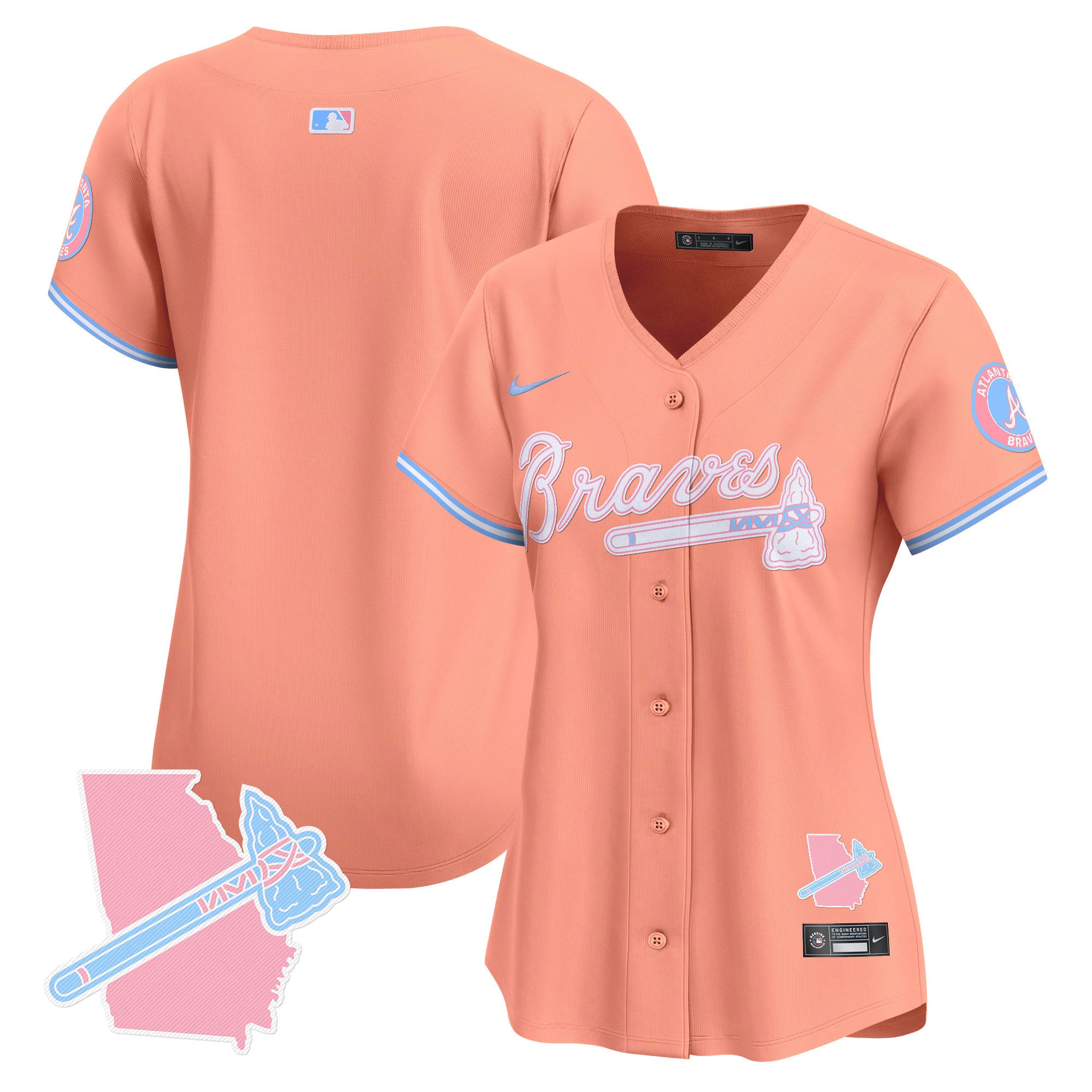 Women's Atlanta Braves Bubblegum Pink Vapor Premier Limited Jersey - All Stitched - Peach, Team