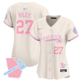 Women's Atlanta Braves Bubblegum Pink Vapor Premier Limited Jersey - All Stitched - Cream, Austin Riley