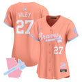 Women's Atlanta Braves Bubblegum Pink Vapor Premier Limited Jersey - All Stitched - Peach, Austin Riley