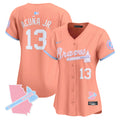 Women's Atlanta Braves Bubblegum Pink Vapor Premier Limited Jersey - All Stitched - Peach, Ronald Acuna Jr.