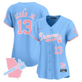 Women's Atlanta Braves Bubblegum Pink Vapor Premier Limited Jersey - All Stitched - Light Blue, Ronald Acuna Jr.