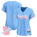 Women's Atlanta Braves Bubblegum Pink Vapor Premier Limited Jersey - All Stitched - Light Blue, Team