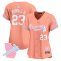 Women's Atlanta Braves Bubblegum Pink Vapor Premier Limited Jersey - All Stitched - Peach, Michael Harris II