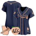 Women's Atlanta Braves Peach Vapor Premier Limited Jersey - All Stitched - Navy, Team