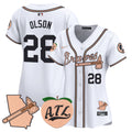 Women's Atlanta Braves Peach Vapor Premier Limited Jersey - All Stitched - White, Matt Olson