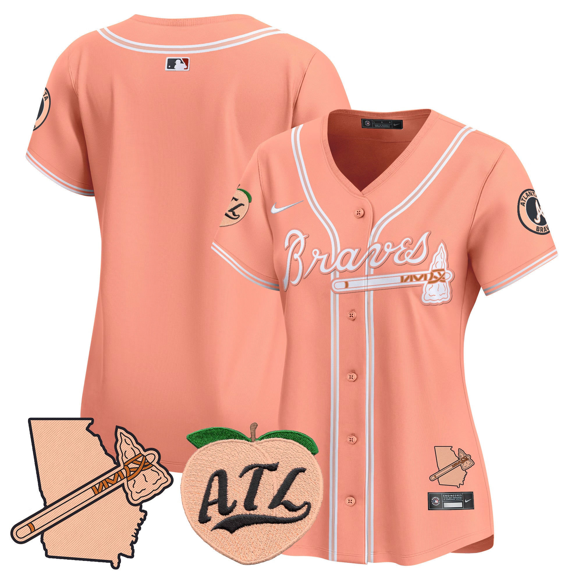Women's Atlanta Braves Peach Vapor Premier Limited Jersey - All Stitched - Peach, Team