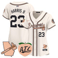 Women's Atlanta Braves Peach Vapor Premier Limited Jersey - All Stitched - Cream, Michael Harris II