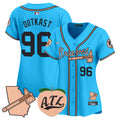 Women's Atlanta Braves Peach Vapor Premier Limited Jersey - All Stitched - Light Blue, Outkast