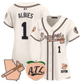Women's Atlanta Braves Peach Vapor Premier Limited Jersey - All Stitched - Cream, Ozzie Albies