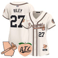 Women's Atlanta Braves Peach Vapor Premier Limited Jersey - All Stitched - Cream, Austin Riley