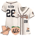 Women's Atlanta Braves Peach Vapor Premier Limited Jersey - All Stitched - Cream, Matt Olson