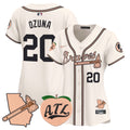 Women's Atlanta Braves Peach Vapor Premier Limited Jersey - All Stitched - Cream, Marcell Ozuna