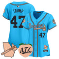 Women's Atlanta Braves Peach Vapor Premier Limited Jersey - All Stitched - Light Blue, Donald Trump