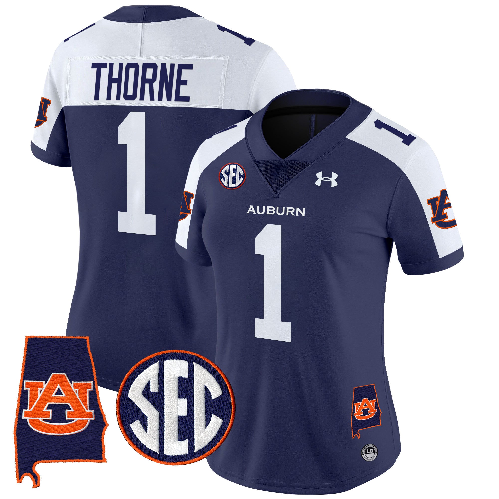 Women's Auburn Tigers 2024 Alabama Patch Vapor Limited Jersey - All Stitched - Navy Alternate, Payton Thorne