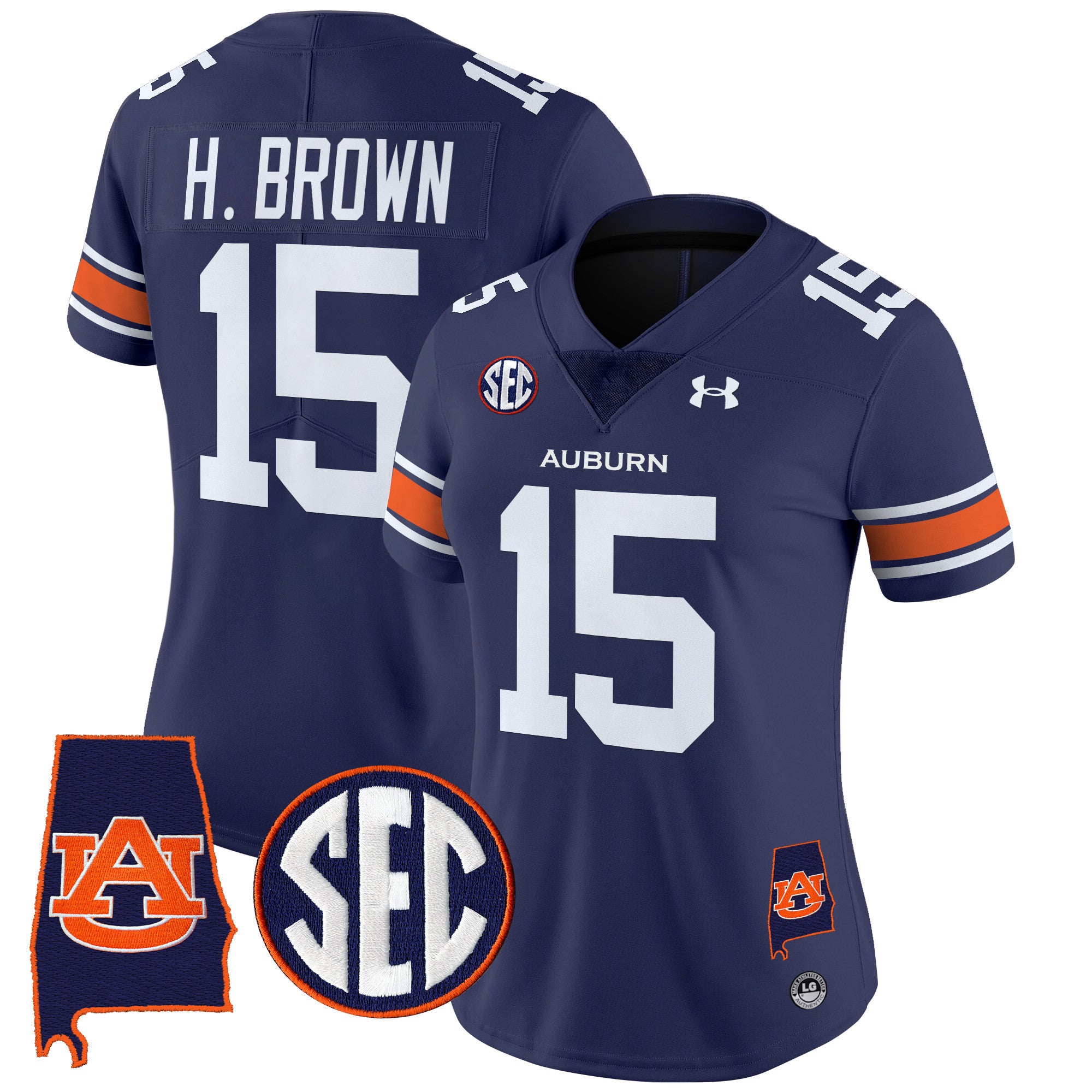 Women's Auburn Tigers 2024 Alabama Patch Vapor Limited Jersey - All Stitched - Navy, Hank Brown