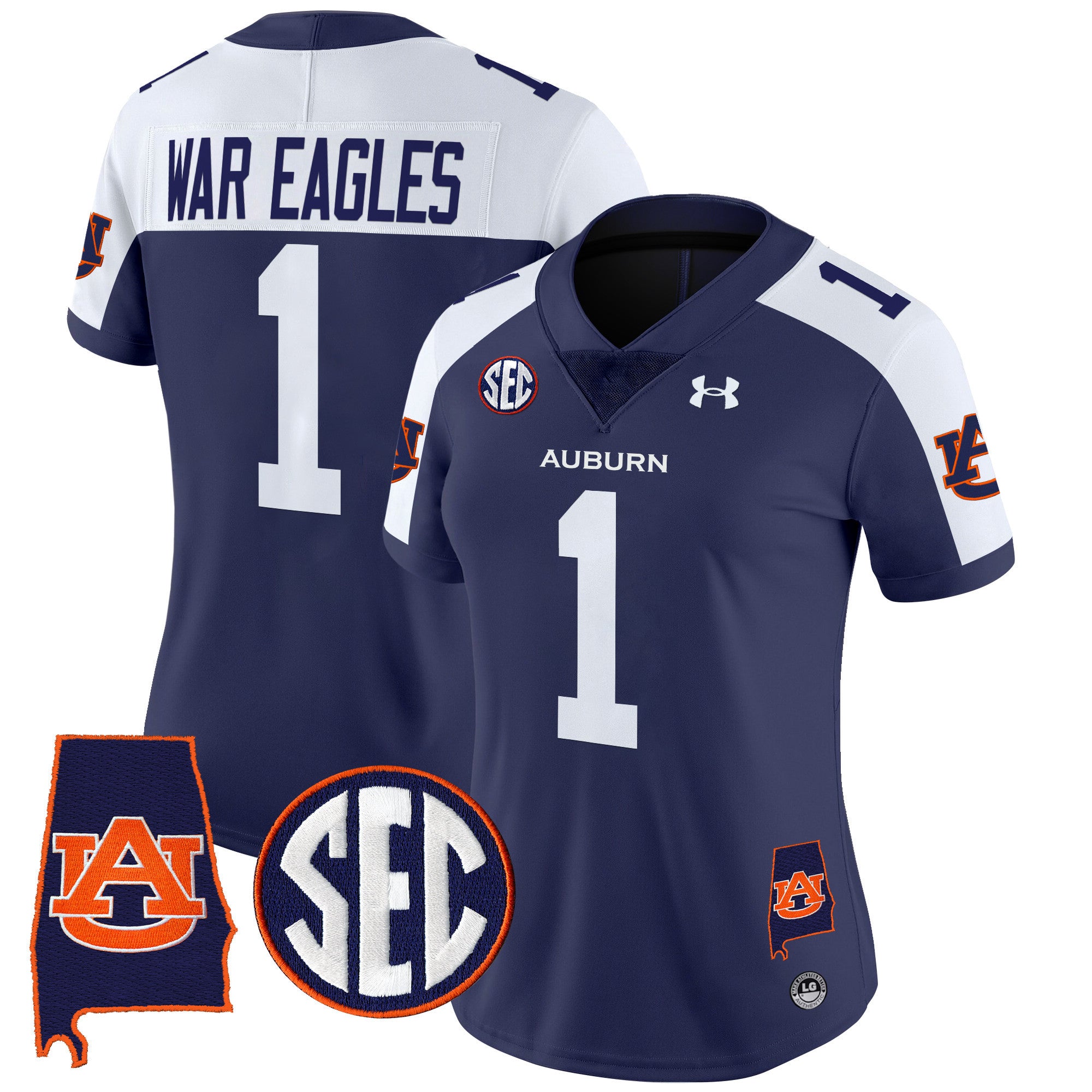 Women's Auburn Tigers 2024 Alabama Patch Vapor Limited Jersey - All Stitched - Navy Alternate, #1 War Eagles