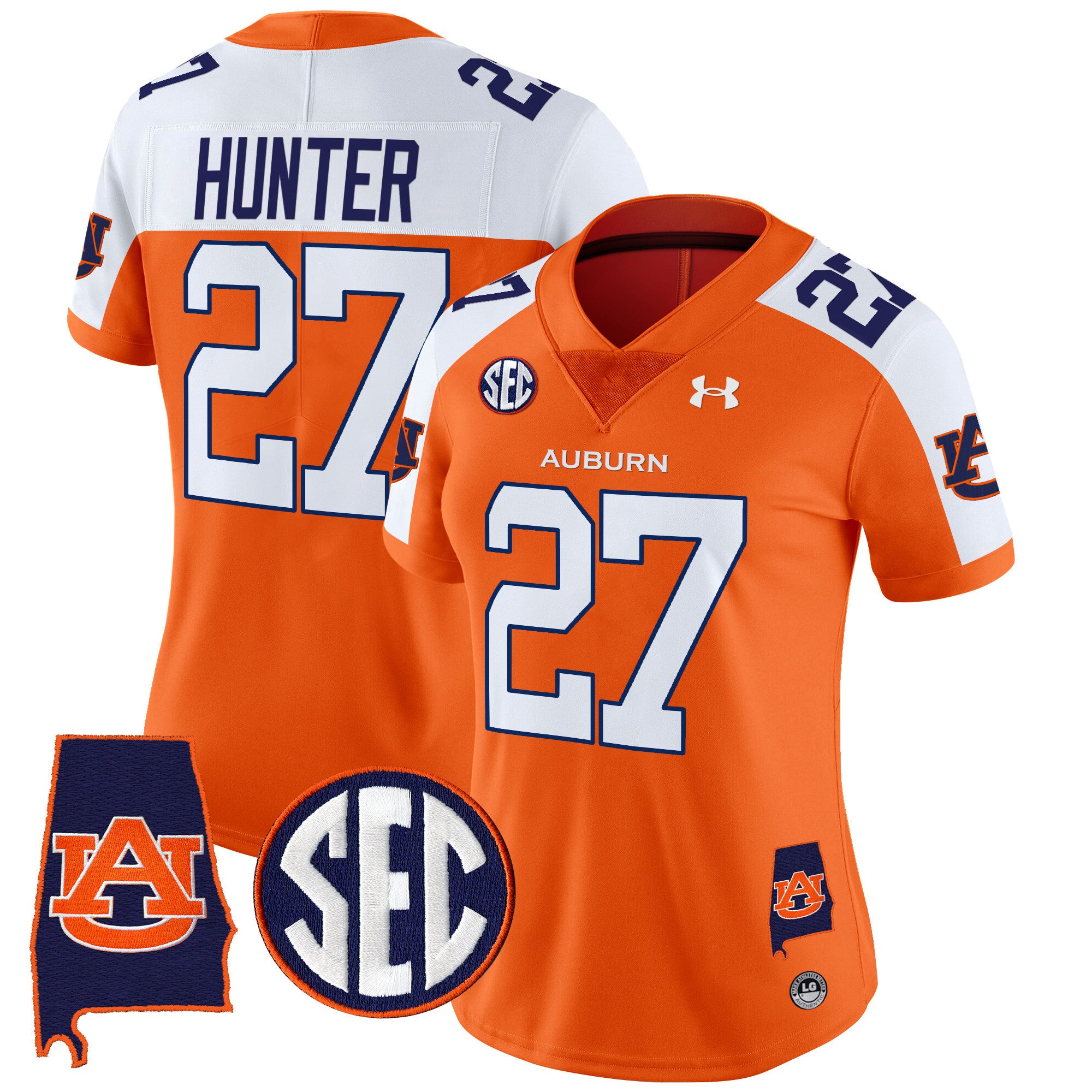 Women's Auburn Tigers 2024 Alabama Patch Vapor Limited Jersey - All Stitched - Orange Alternate, Jarquez Hunter