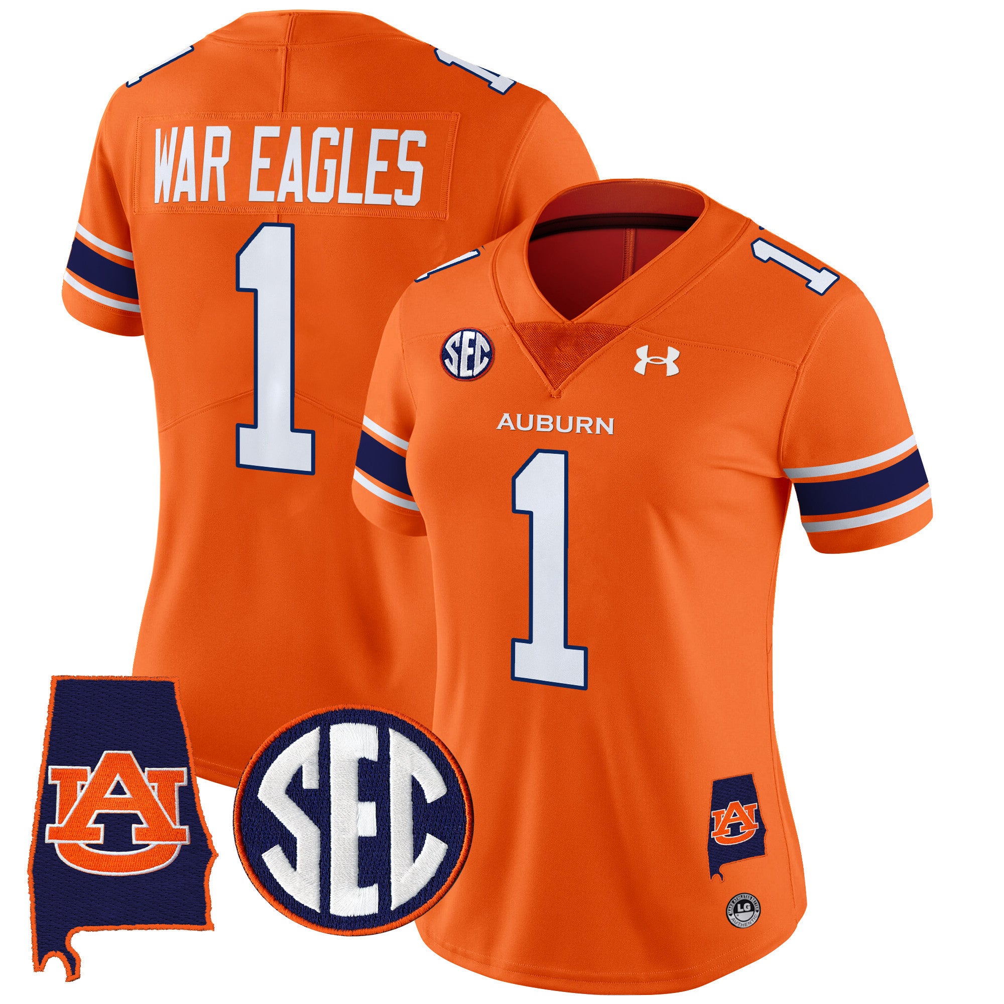 Women's Auburn Tigers 2024 Alabama Patch Vapor Limited Jersey - All Stitched - Orange, #1 War Eagles