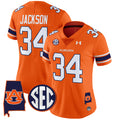 Women's Auburn Tigers 2024 Alabama Patch Vapor Limited Jersey - All Stitched - Orange, Bo Jackson