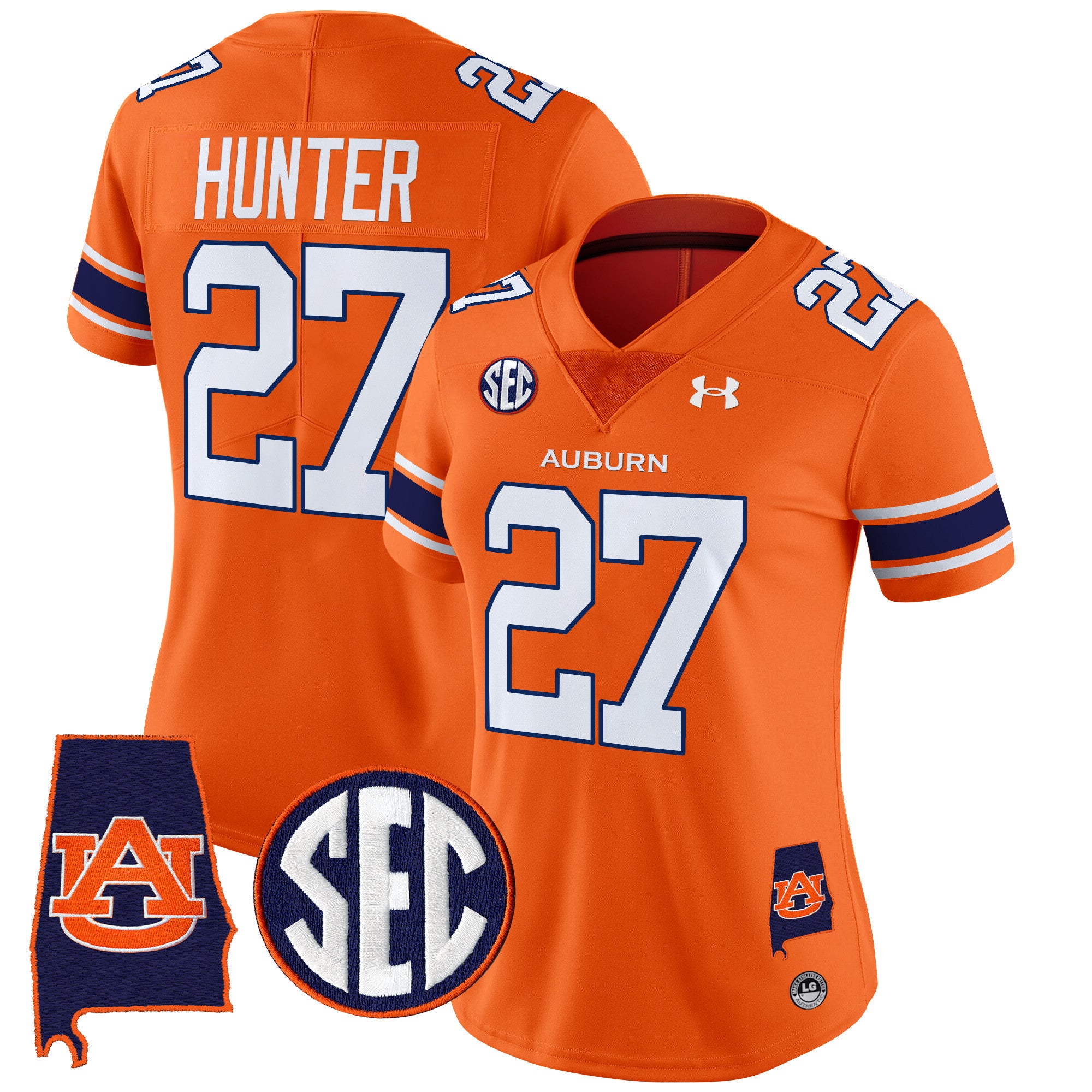Women's Auburn Tigers 2024 Alabama Patch Vapor Limited Jersey - All Stitched - Orange, Jarquez Hunter
